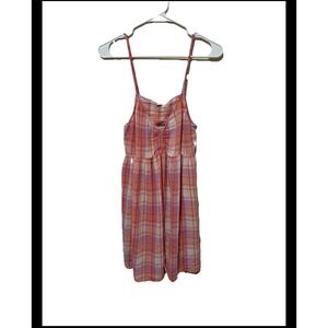 BP Plaid Camisole Top Orange Purple Checkered V-Neck Juniors XL Smocked Back